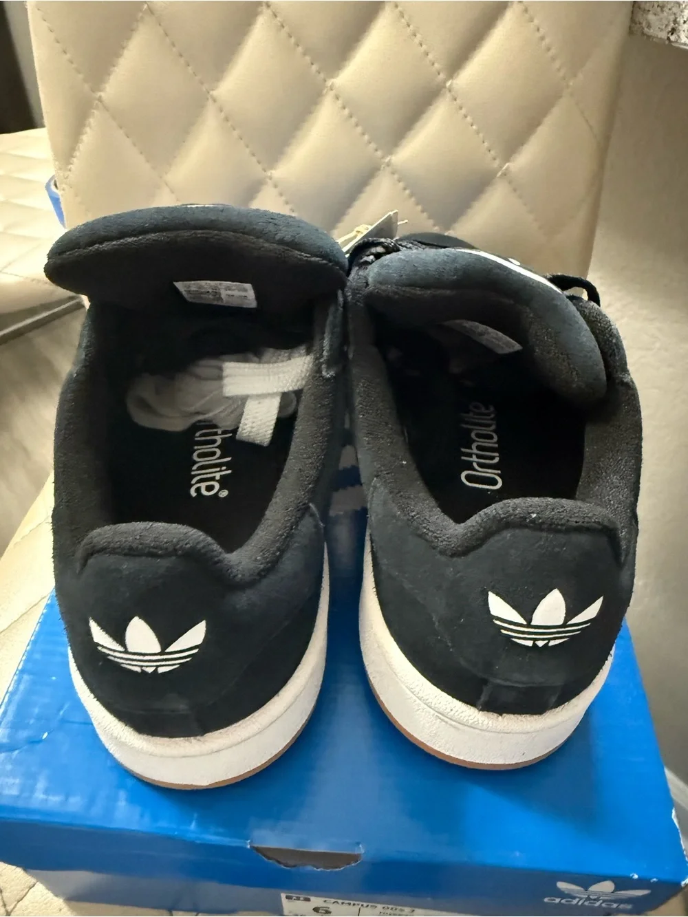 Adidas Campus Black Suede Sneakers with White Stripes